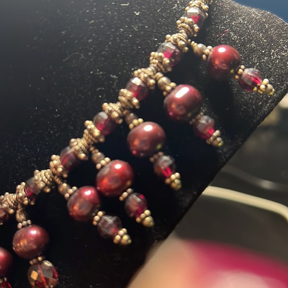 GARNET CUSTOM NECKLACE ⚜️ Garnet & Sterling Toggle 15” Choker - Picture 3 of 7